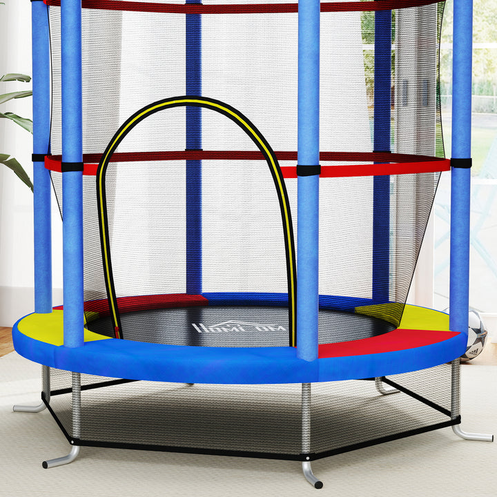 Kids Trampoline, with Enclosure Net, Steel Frame, for Ages 3-6 Years - MultiColoured