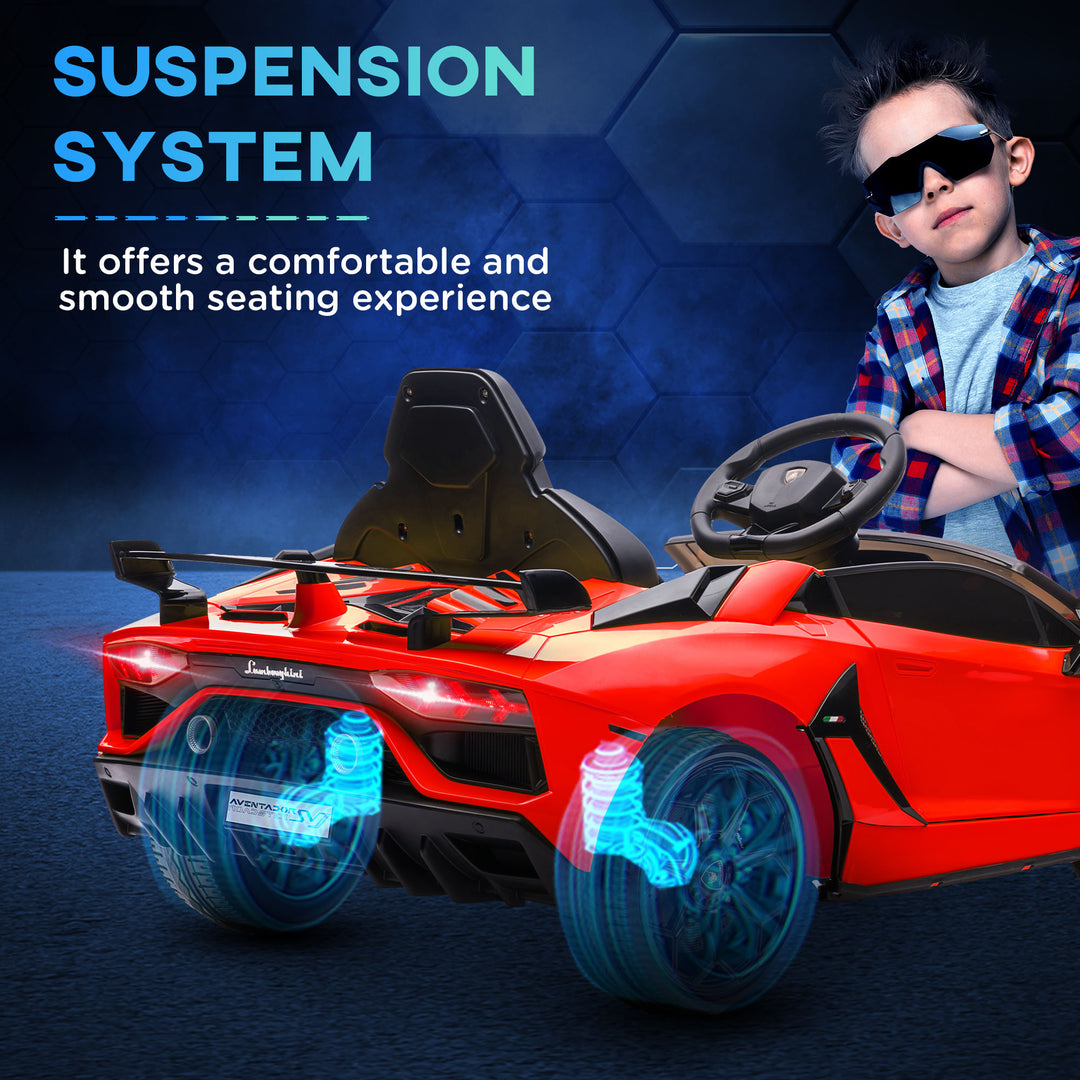 Lamborghini Licensed 12V kids Electric Car w/ Butterfly Doors, Remote, Music, Horn, Suspension - Red