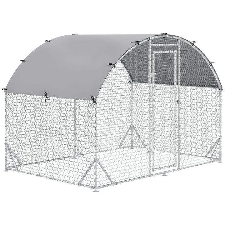 Walk In Chicken Run Galvanised Chicken Coop Hen Poultry House Cage Pet Playpen Garden with Water-Resist Cover, 2.8 x 1.9 x 2m
