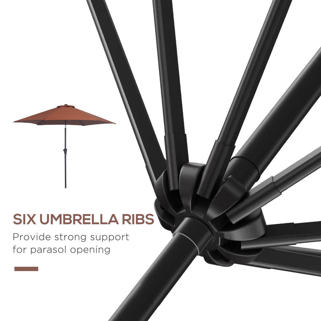 2.6M Garden Parasol Umbrella with Tilt and Crank, Outdoor Sun Parasol Sunshade Shelter with Aluminium Frame, Coffee