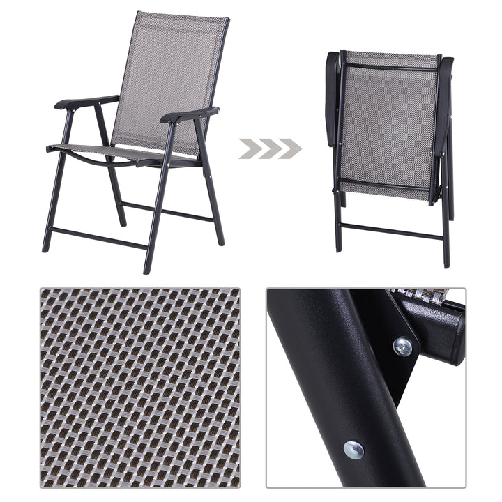 Set of Six Folding Garden Chairs - Grey