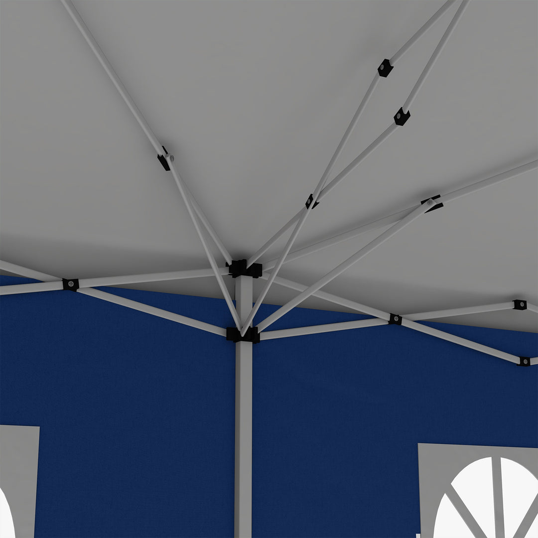 3 x 6 m Garden Pop Up Gazebo, Wedding Party Tent Marquee, Water Resistant Awning Canopy with Sidewalls, Windows, Carry Bag, Blue