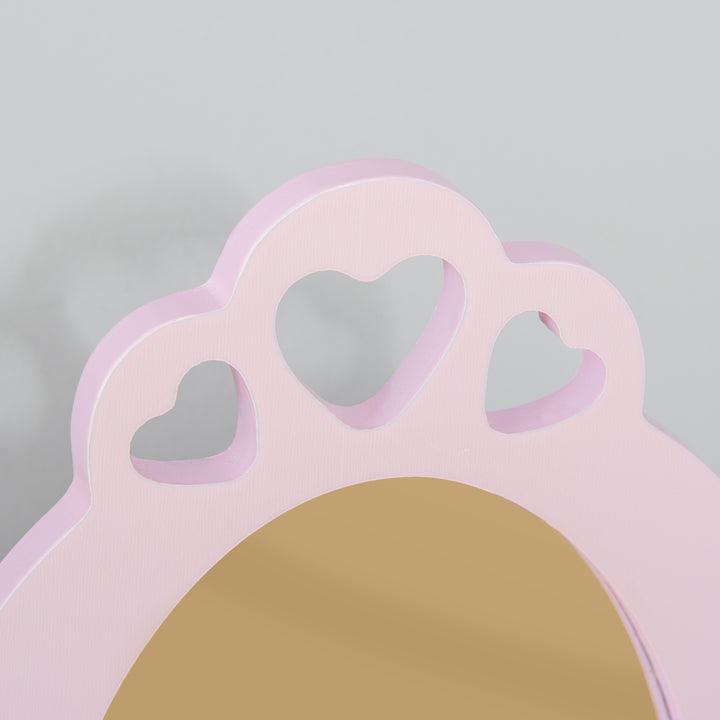 MCL Kids Vanity Table & Stool Girls Dressing Set Make Up Desk Chair Dresser Play Set with Mirror Pink