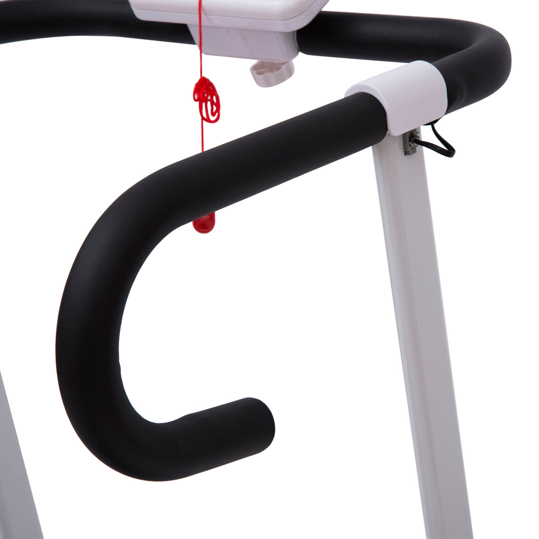 Folding Treadmill with Incline, Walking Pad Treadmill for Home, 1-10km/h Under Desk Running Machine with LCD Display and Wheels, No Assembly, White