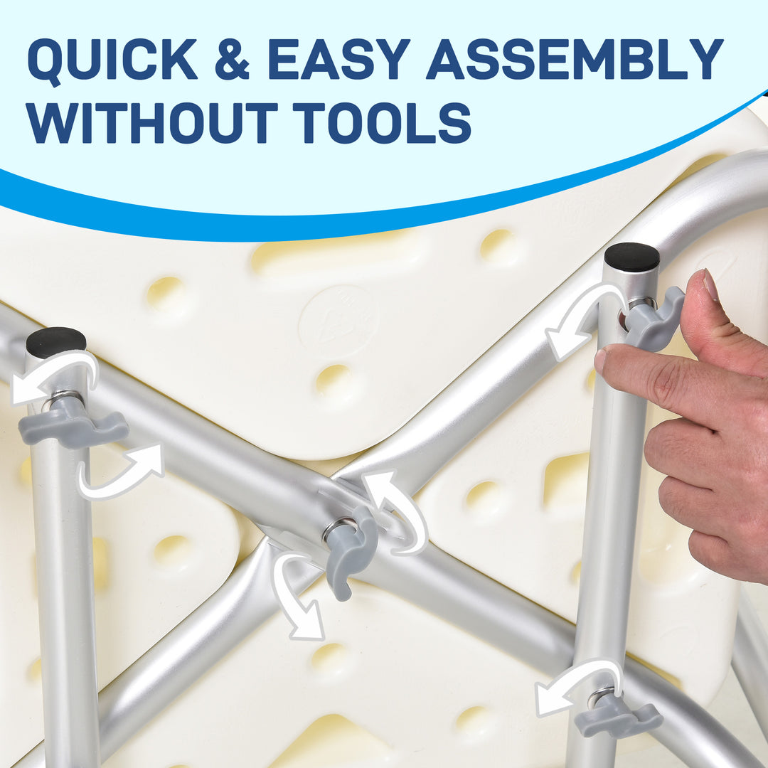 MCL Adjustable Shower Chair, Shower Seat, Portable Medical Stool with Adjustable Back and Armrest for Mobility