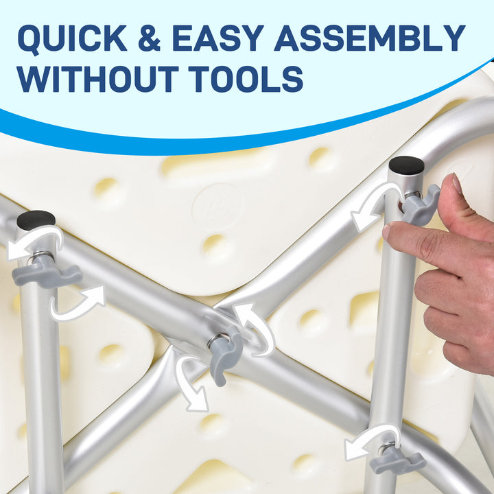 MCL Adjustable Shower Chair, Shower Seat, Portable Medical Stool with Adjustable Back and Armrest for Mobility