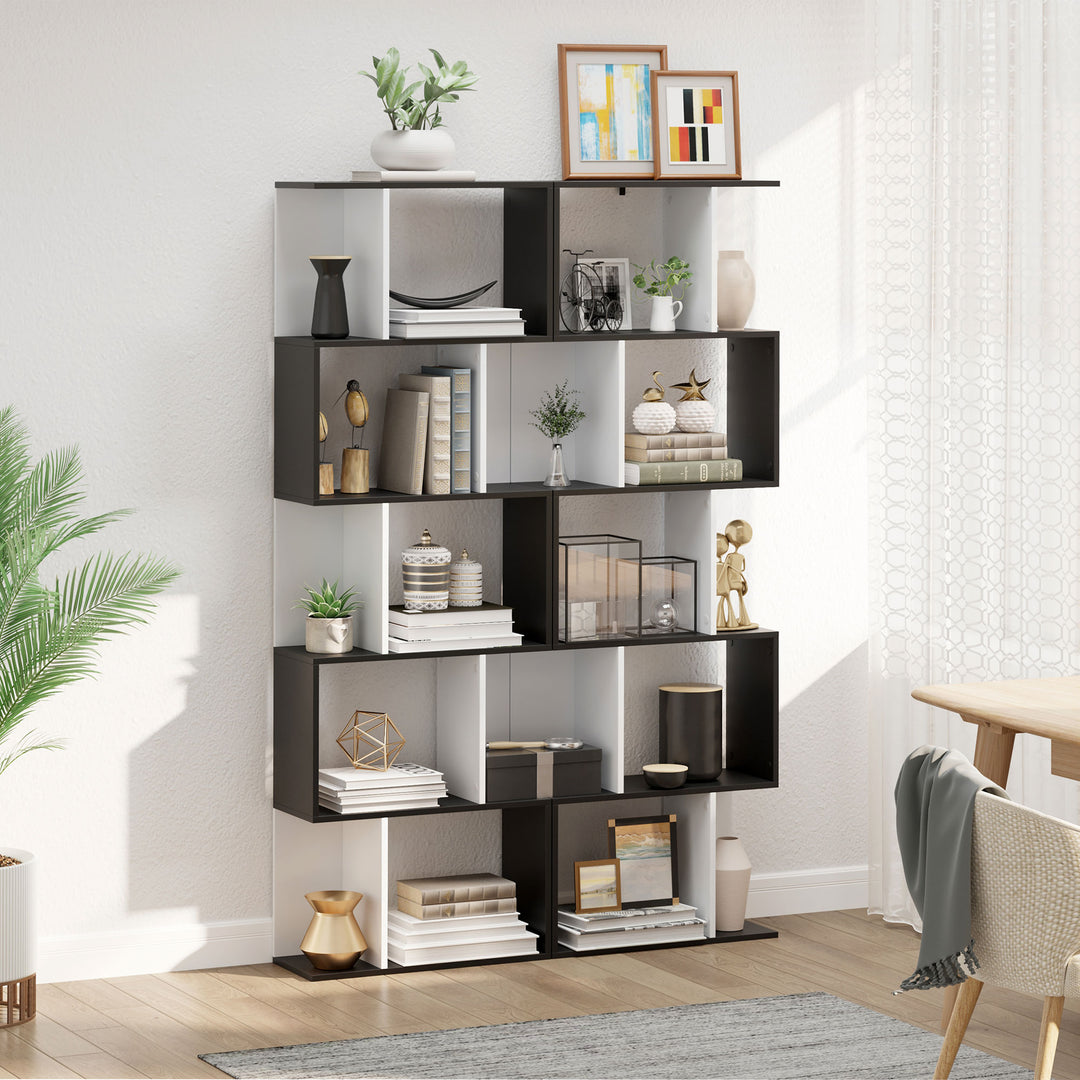 MCL Small Narrow Bookshelf Compact 5/6 Tiers Freestanding Home Office Studio Black and White