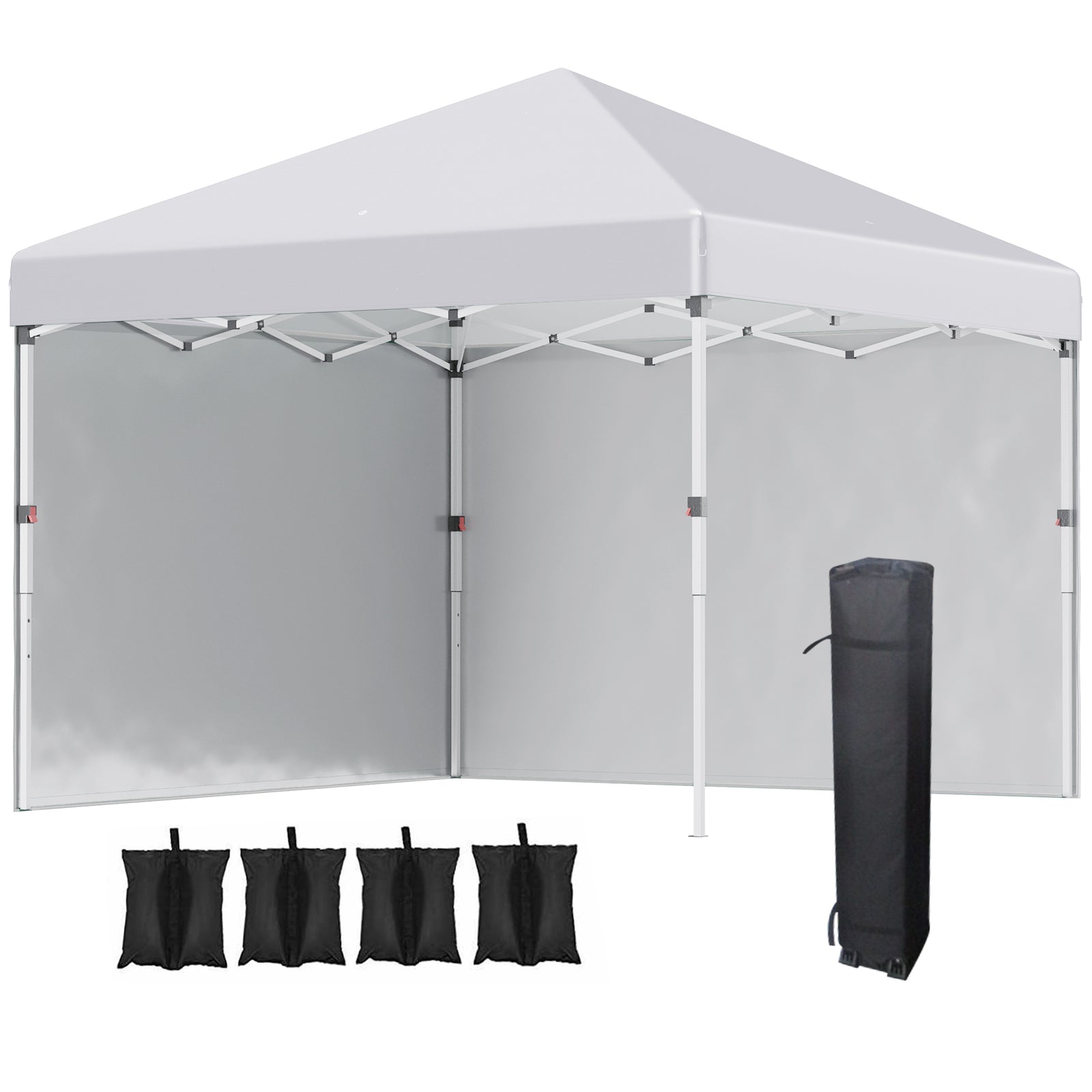 3 x 3 (M) Pop Up Gazebo, UPF 30+ with 2 Sidewalls, Leg Weight Bags and Wheeled Bag, Height Adjustable Party Tent Event Shelter for Garden, Patio, White