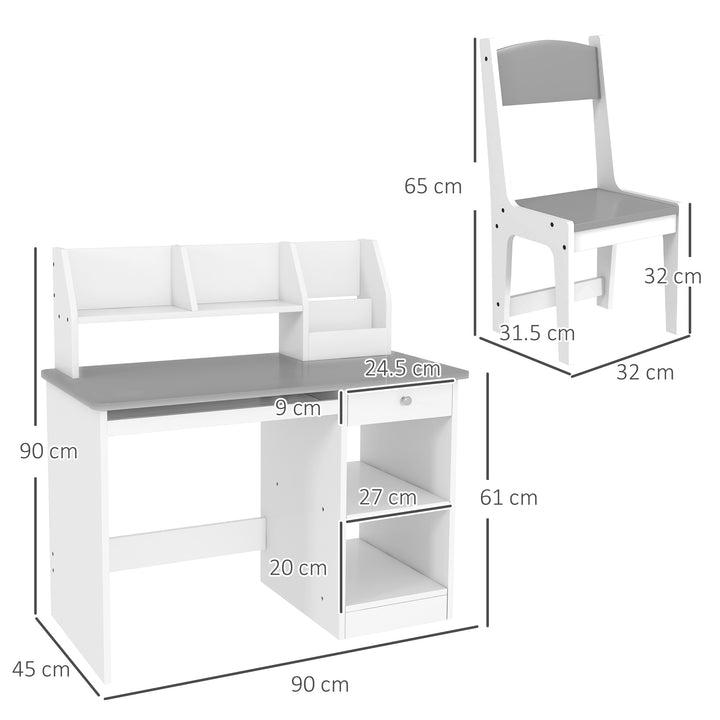 ZONEKIZ Kids Desk and Chair Set with Storage for 5