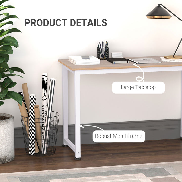 MCL Computer Desk, Writing Table, 120 x 60 x 76cm Workstation for Home Office, Study with Metal Frame, Simple Assembly, White