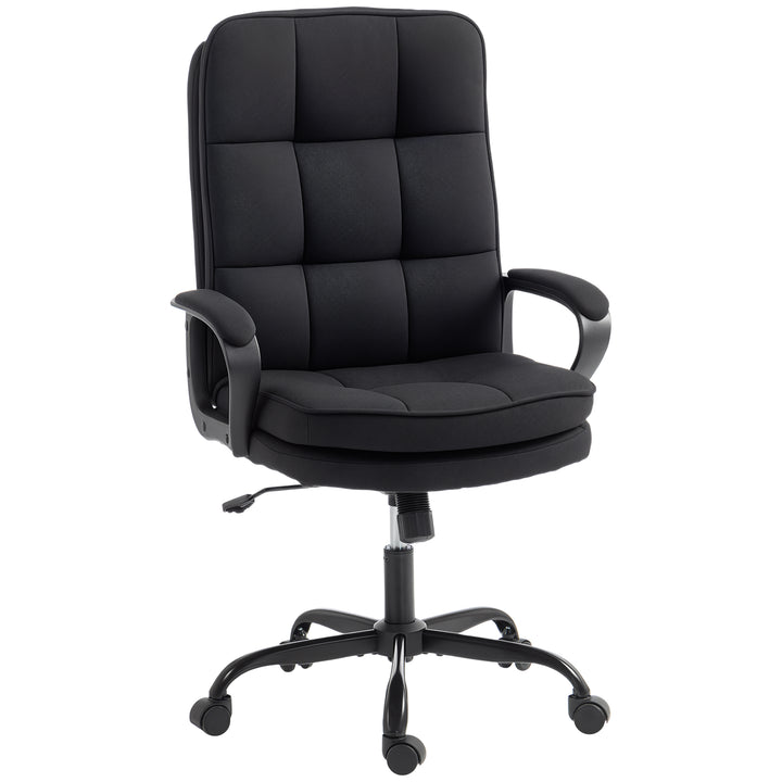 Double Padded Linen-Look Office Chair - Black