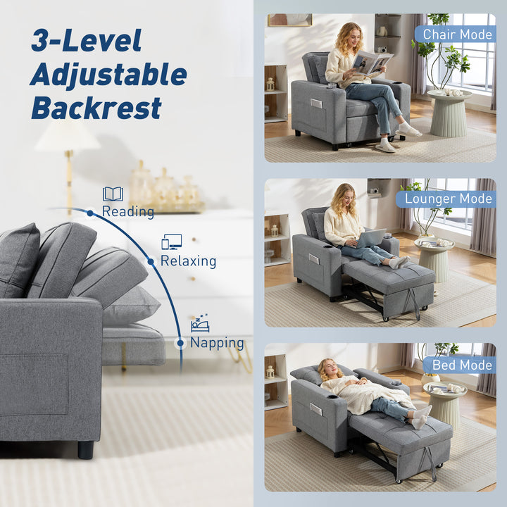 3-in-1 Single Sofa Bed, Convertible Sleeper Chair Bed