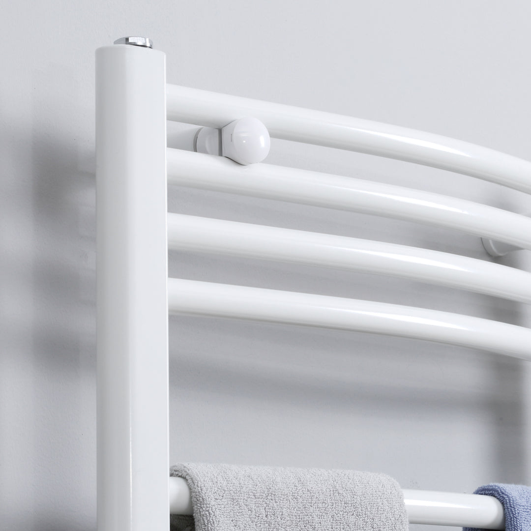 Curved Heated Towel Rail, Hydronic Bathroom Ladder Radiator Towel Warmer For Central Heating 600mm x 1200mm, White