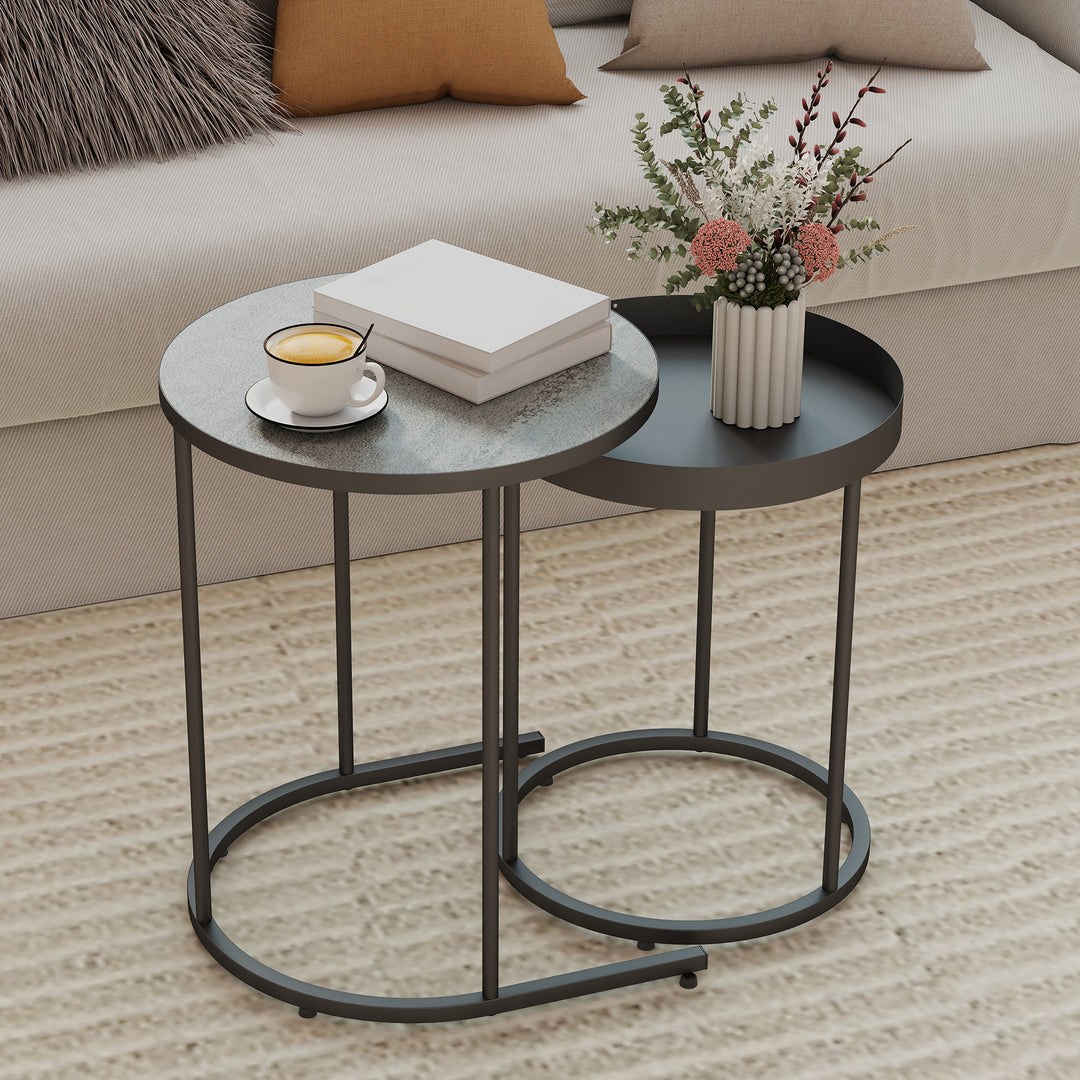 MCL Round Nesting Side Table Set of 2 - Grey