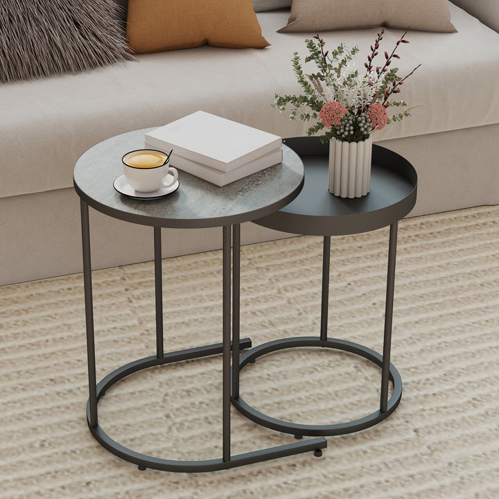 MCL Round Nesting Side Table Set of 2 - Grey