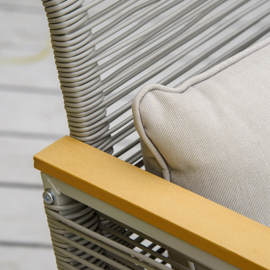 4 Pieces Rattan Garden Furniture Set - Grey
