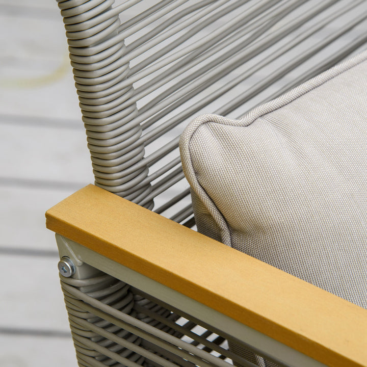 4 Pieces Rattan Garden Furniture Set - Grey
