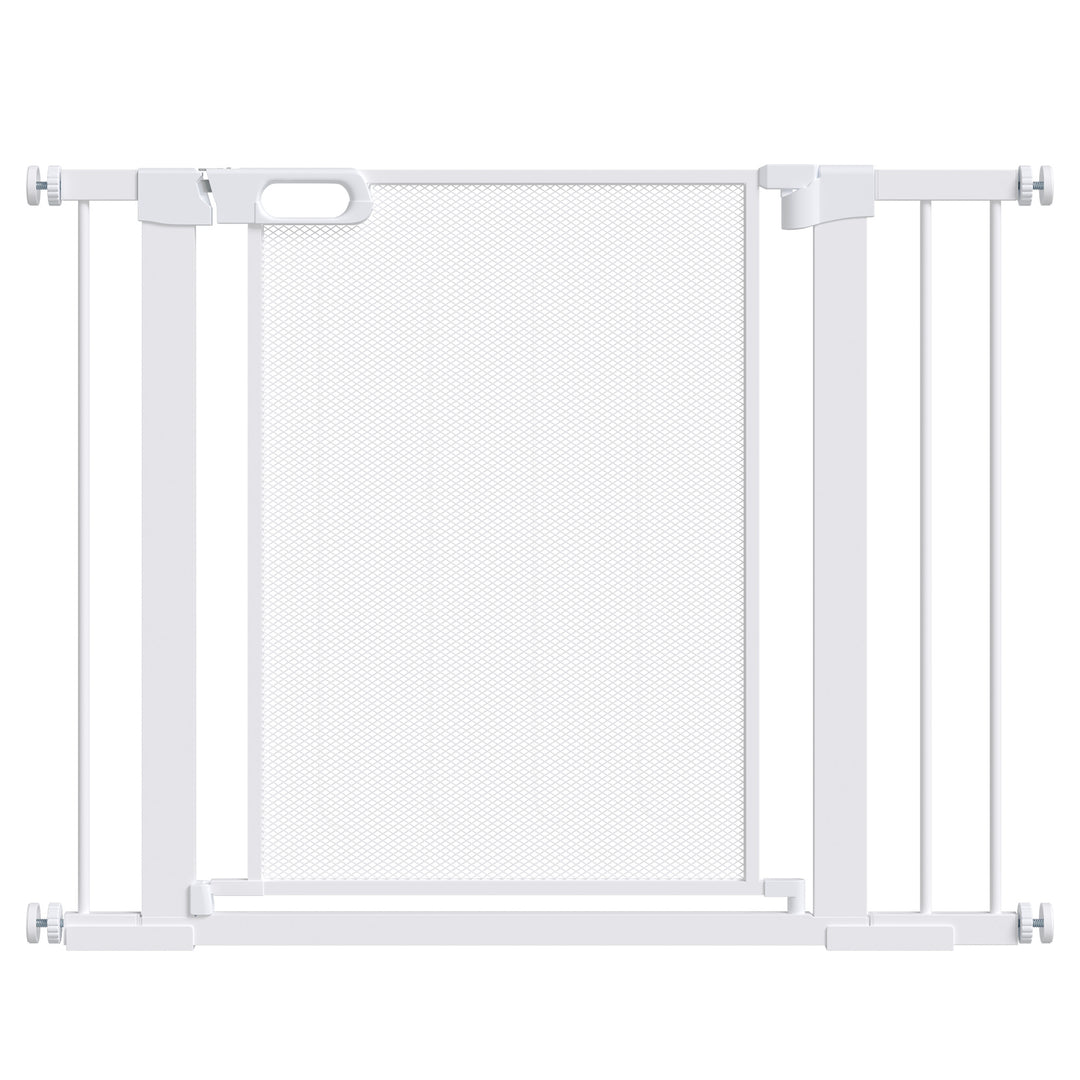 MCL Pet Safety Gate, for Doorways, Staircases, Hallways, with Extensions Kit, 75-103cm - White