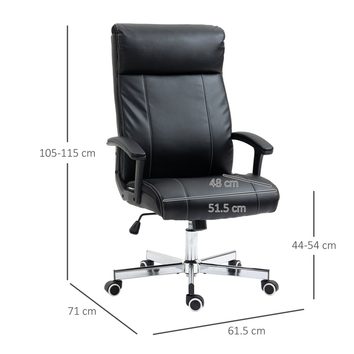 Massage Office Chair, PU Desk Chair with 6 Point Massage, High Back Computer Chair with Metal Legs, Thick Seat, Remote Control and Adjustable Height, Black