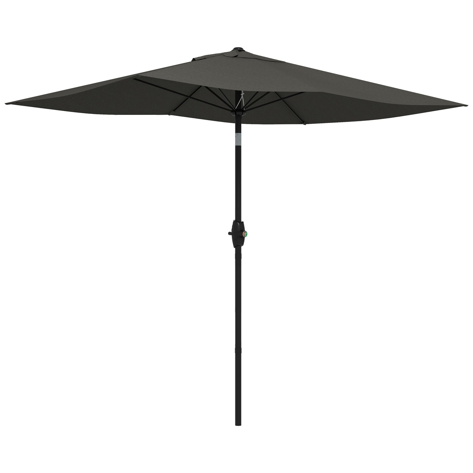 2 x 3(m) Garden Parasol Umbrella, Rectangular Outdoor Market Umbrella Sun Shade with Crank & Push Button Tilt, 6 Ribs, Aluminium Pole, Dark Grey