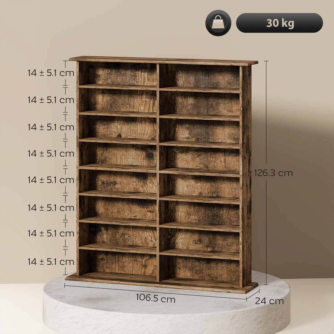 MCL 16-Compartment Media Shelf - Rustic Brown