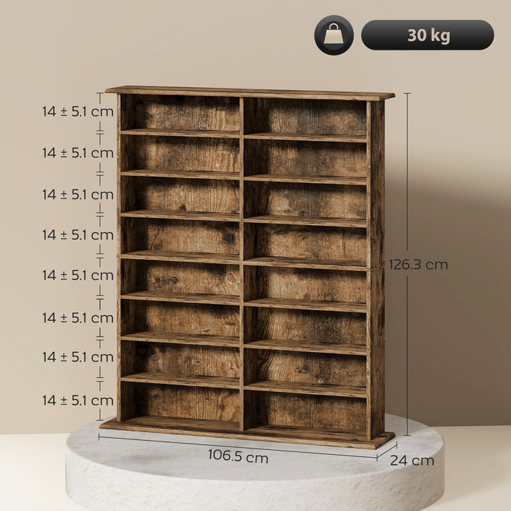 MCL 16-Compartment Media Shelf - Rustic Brown