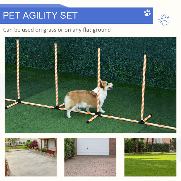 Dog Agility Equipment Pet Outdoor Training Play Run Obstacle w/ 6 Weaves Poles Whistle Carrying Bag