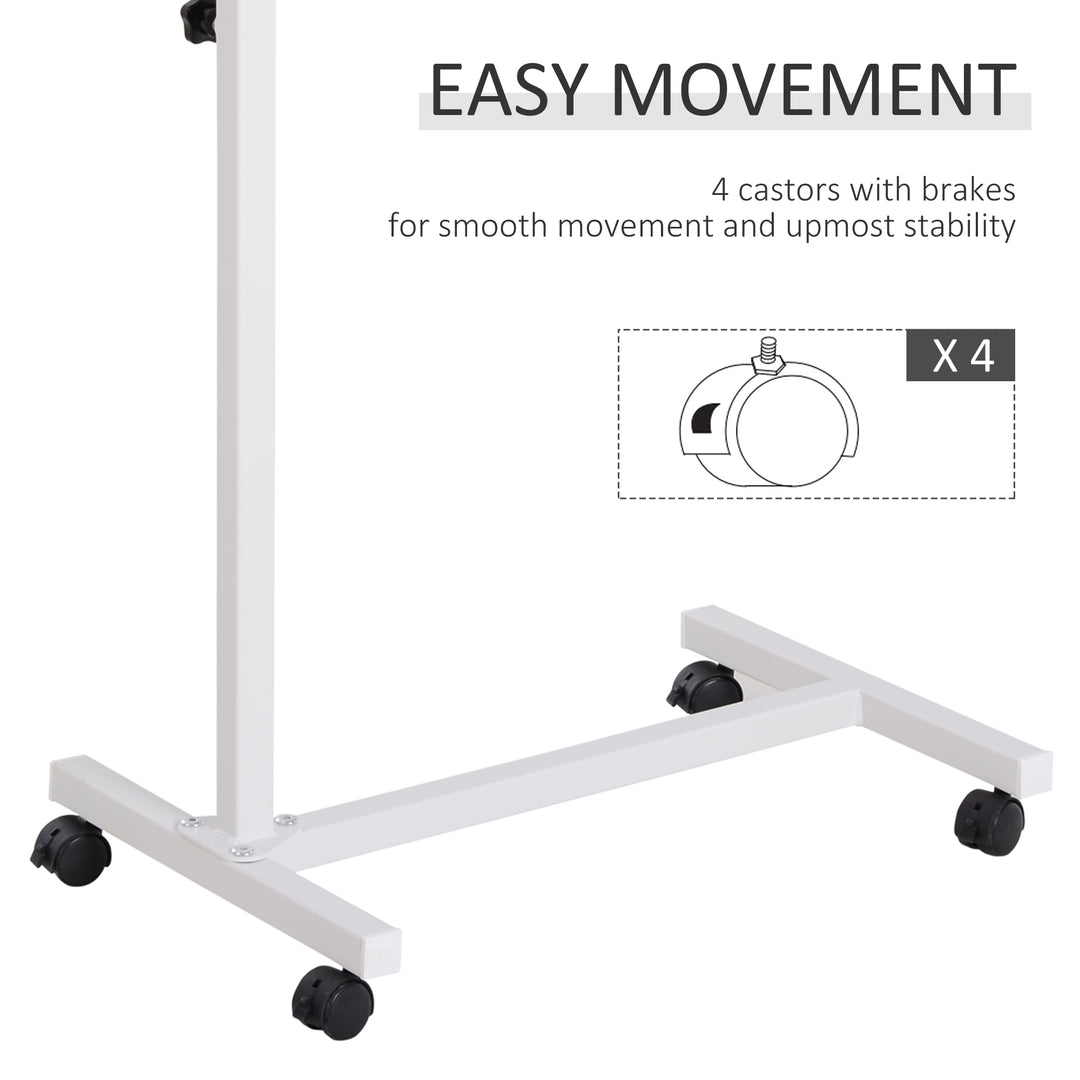 Height Adjustable Over Bed Table with Wheels, C Shaped Laptop Desk, Portable Hospital Bed Table for Living Room, Bedroom, Brown