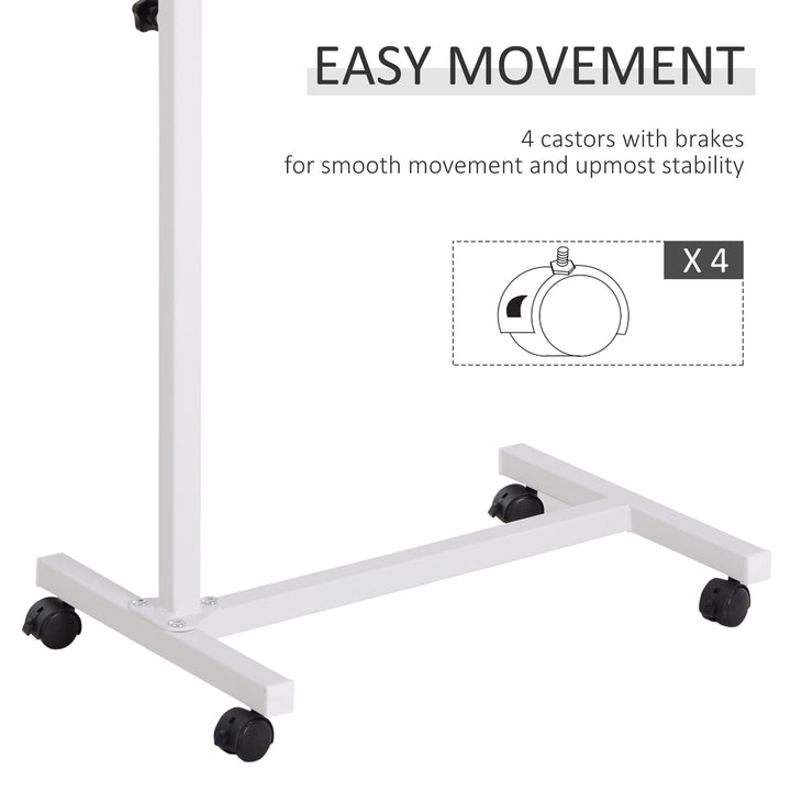 Height Adjustable Over Bed Table with Wheels, C Shaped Laptop Desk, Portable Hospital Bed Table for Living Room, Bedroom, Brown