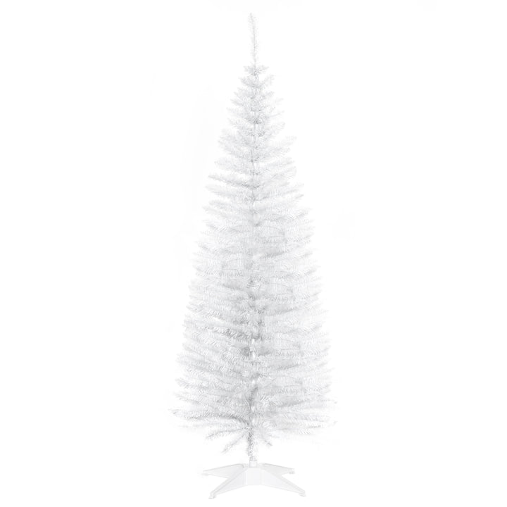 HOMCOM 5T Artificial Pine Pencil Slim Tall Christmas Tree with Branch Tips Xmas Holiday Décor with Stand White | Aosom UK