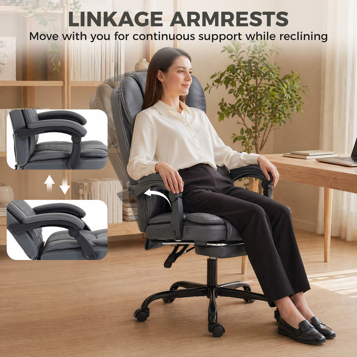 Executive Home Office Chair Reclining Function Footrest Computer Desk 