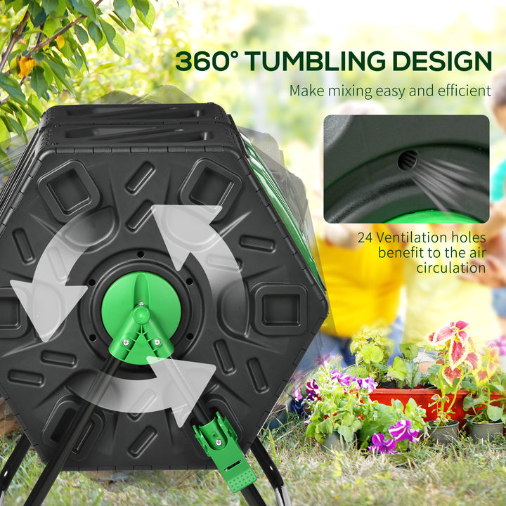 130L Double Chamber Composter - Black