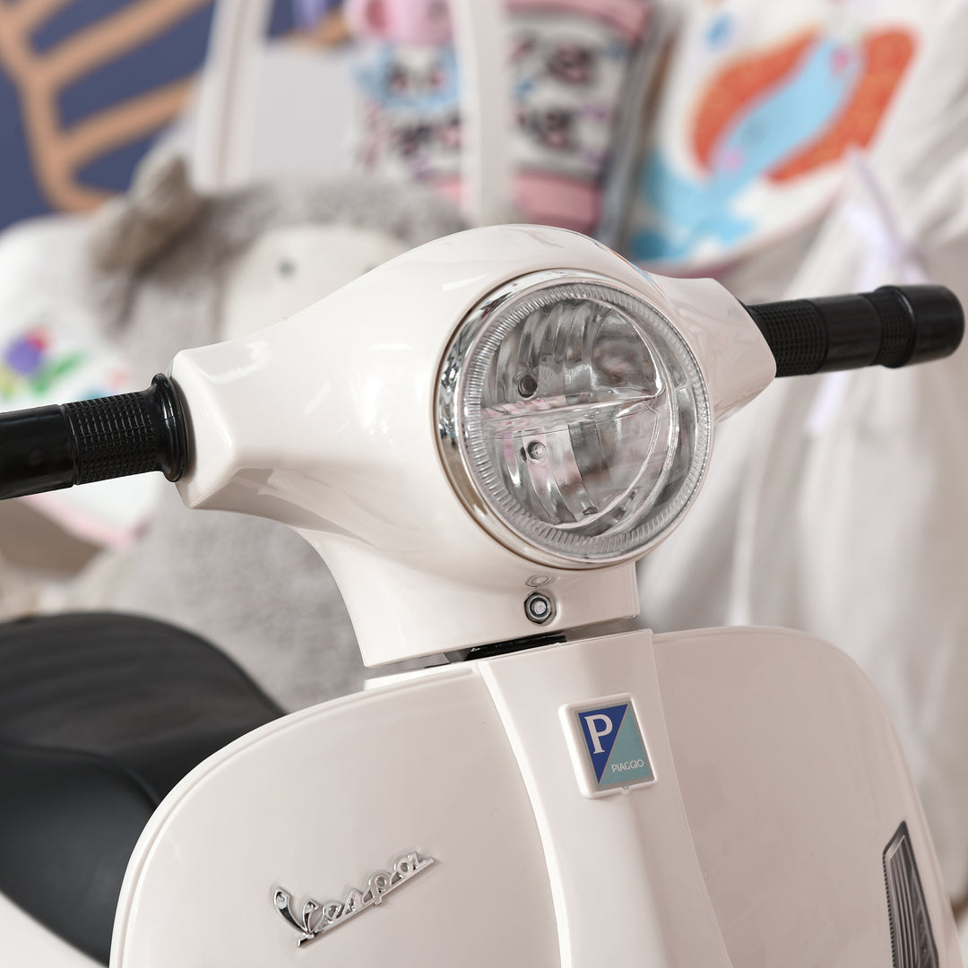 Vespa Licensed 6V Kids Electric Motorbike Ride On Motorcycle Battery Powered for 18-36 Months with Horn Headlight White