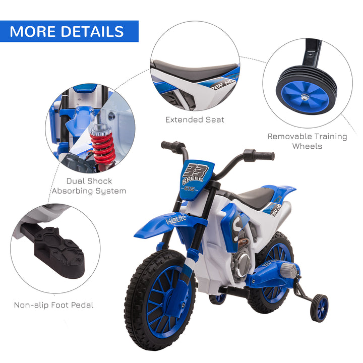 MCL 12V Kids Electric Motorcycle Ride-On, with Training Wheels, for Ages 3-6 Years - Blue