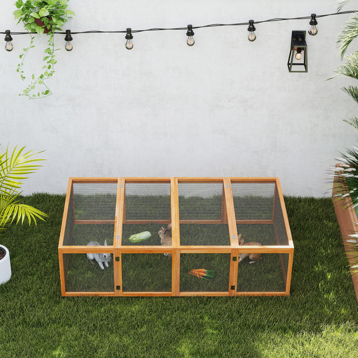 MCL Wooden Rabbit Hutch Cage 6ft with Wire Mesh, Openable Roof, Play Space for Outdoor, Natural Wood Finish