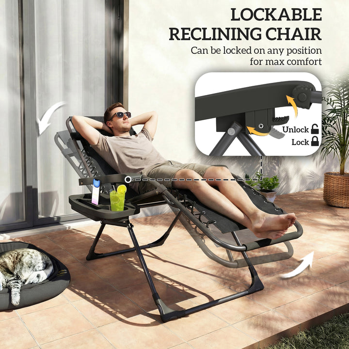 Zero Gravity Chairs Set of 2, Folding Sunloungers Reclining Garden Cha