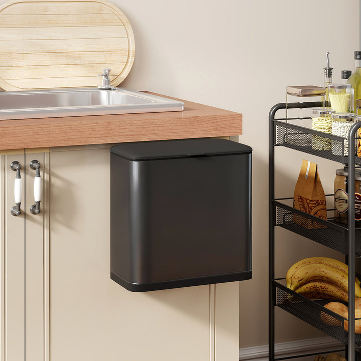 MCL 8L Hanging Kitchen Bin, Rubbish bin with Lid and Removable Inner Bucket for Kitchen Cabinet Door, Under Sink, Office