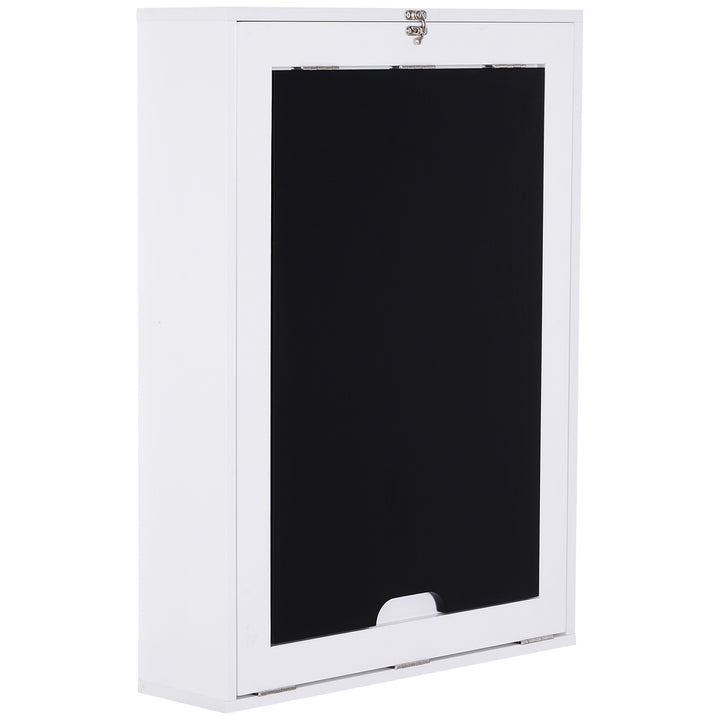 Folding Wall-Mounted Drop-Leaf Table, Convertible Wall Table With Chalkboard and Storage Shelf, Multifunctional Floating Desk for Home Office, White
