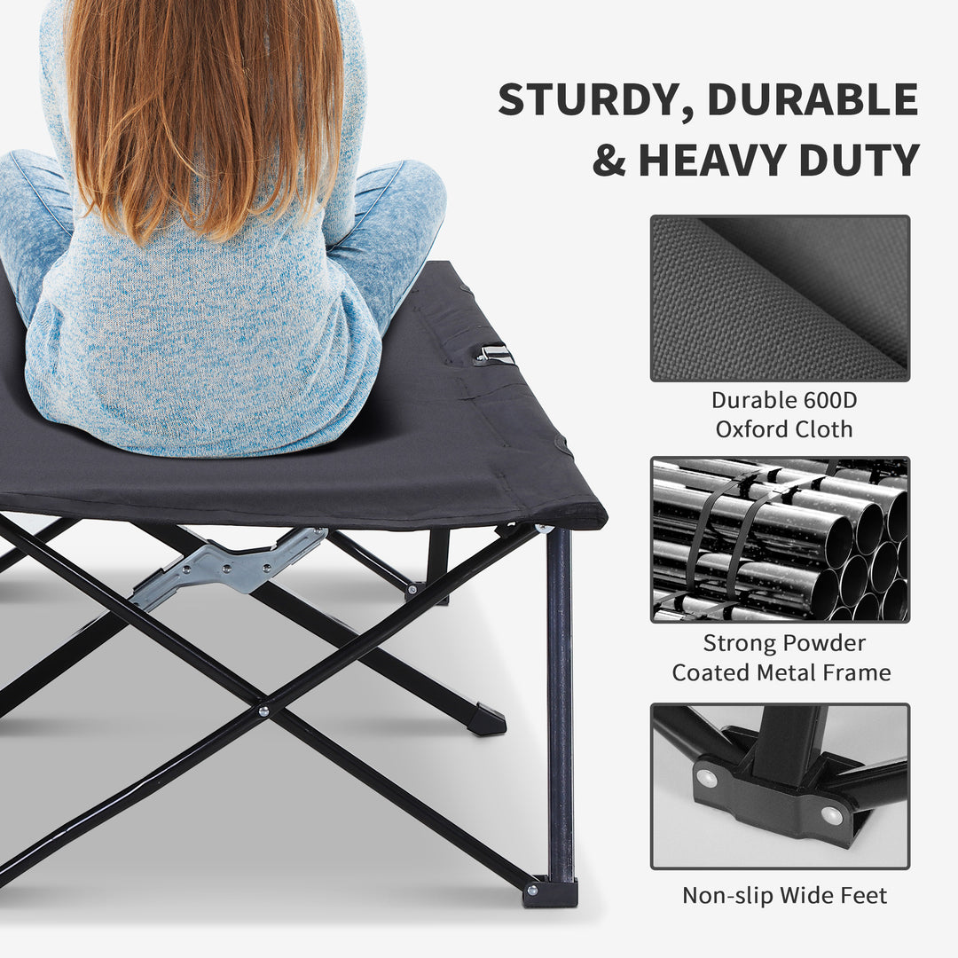 Double Camping Cot Bed, with Bag - Black