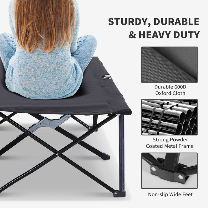 Double Camping Cot Bed, with Bag - Black