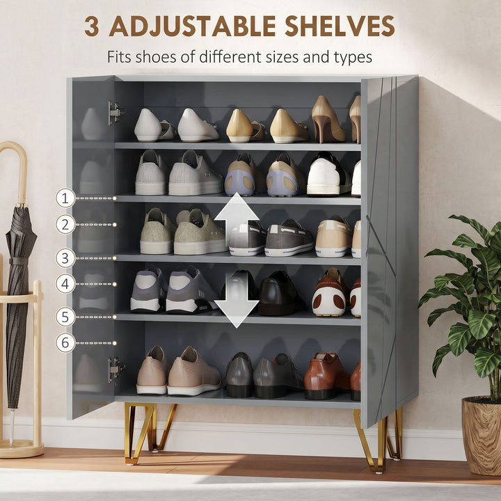 Narrow Shoe Storage Cabinet with Soft-Close Hinges and Adjustable Shel