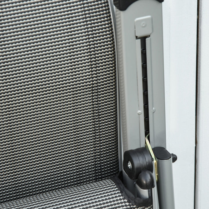 MCL Set of 2 Outdoor Sun Lounger 10-Position Adjustable Texteline Folding Reclining Chairs with Footrest for Patio Garden, Grey