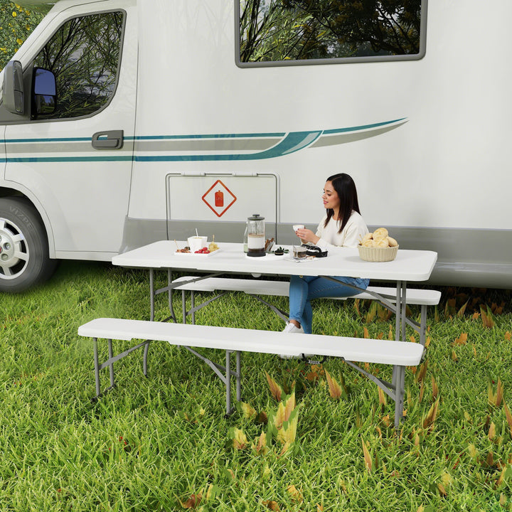 Three-Piece Folding Picnic Table and Bench Set - White
