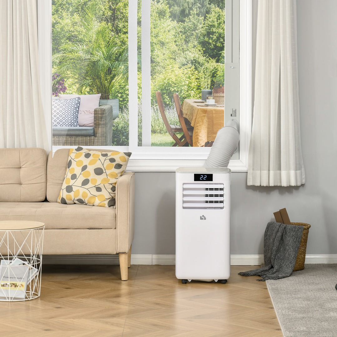 HOMCOM 7000 BTU Mobile Air Conditioner Portable AC Unit for Cooling Dehumidifying Ventilating w/ Remote Controller, LED Display, Timer | Aosom UK