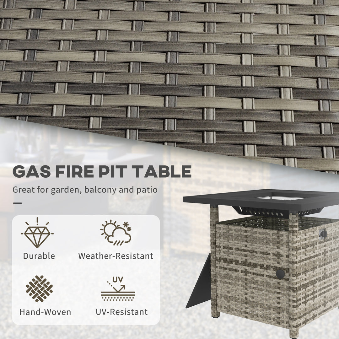 72.5 x 72.5cm 50,000 BTU Fire Pit Table, with Cover - Grey