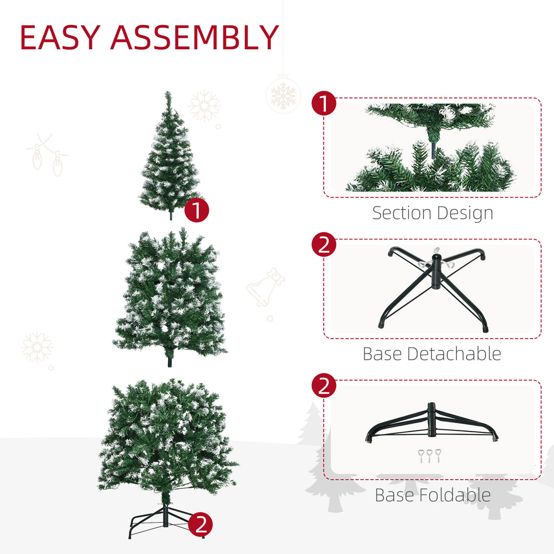 HOMCOM 6' Tall Prelit Pencil Slim Artificial Christmas Tree with Realistic Branches, 300 Colourful LED Lights and 618 Tips, Xmas Decoration, Green