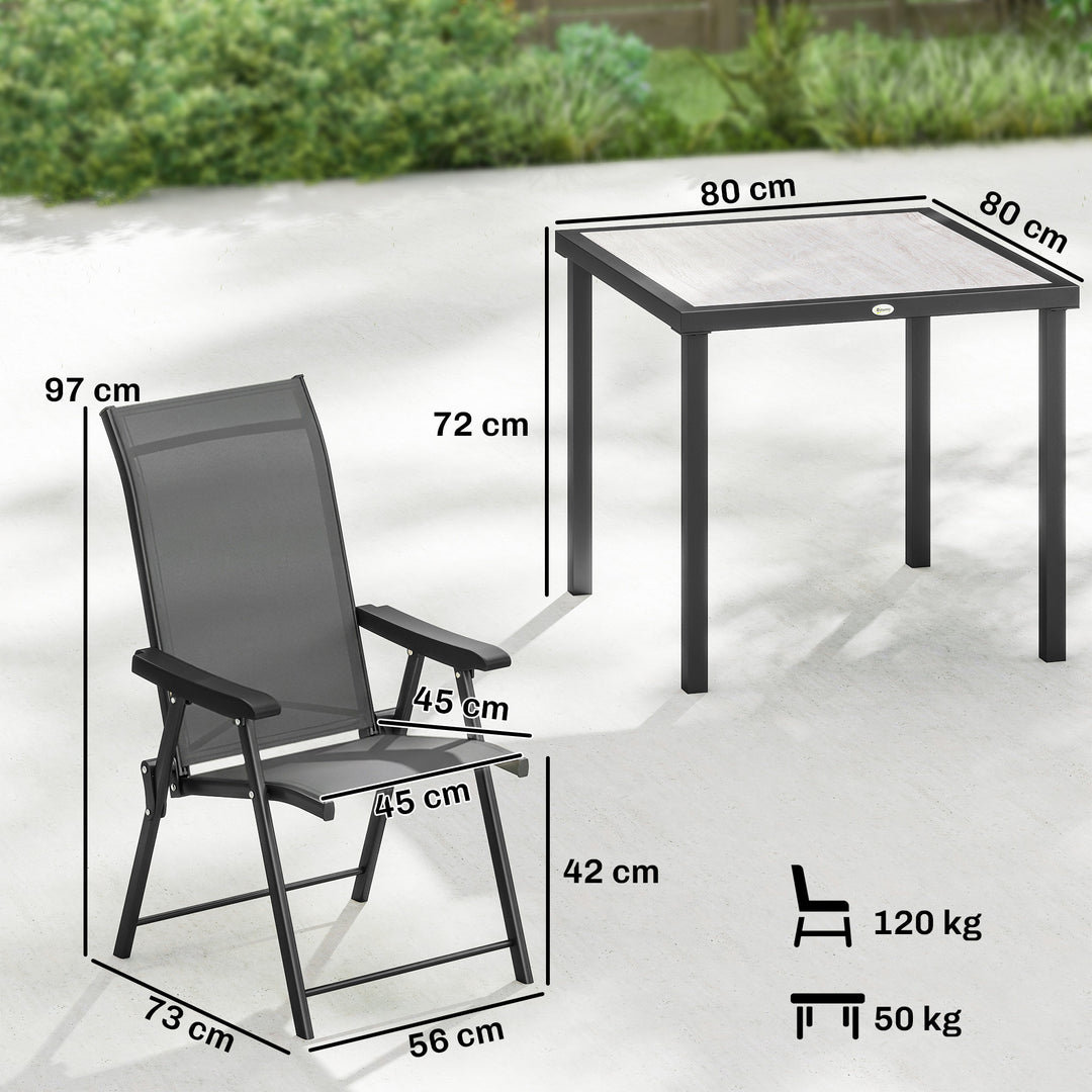 5 Pieces Outdoor Dining Set, Garden Dining Set for 4 with Square Table