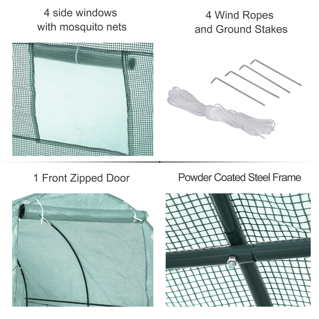 Outsunny Walk-In Greenhouse Reinforced Polytunnel Greenhouse Garden Plants Grow Waterproof Cover Galvanised Base w/ Slide Door, 2.5 x 2 m