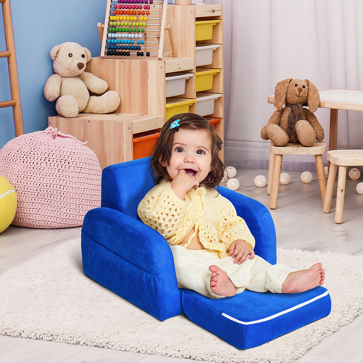 HOMCOM 2 In 1 Kids Children Sofa Chair Bed Folding Couch Soft Flannel Foam Toddler Furniture for 3-4 Years Old Playroom Bedroom Living Room | Aosom UK