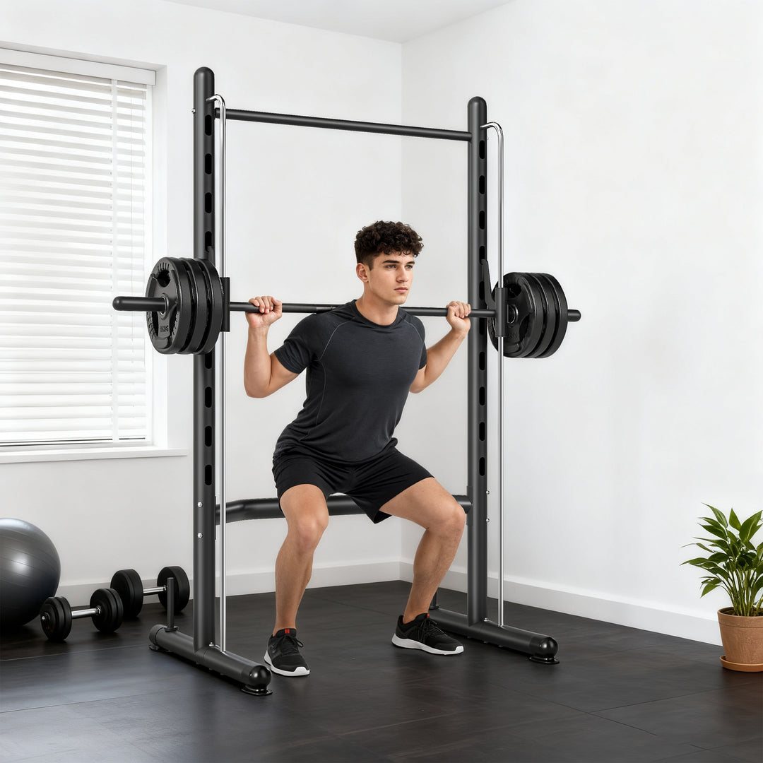 MCL Adjustable Squat Rack, with Pull Up Bar, Barbell Bar for Home Gym